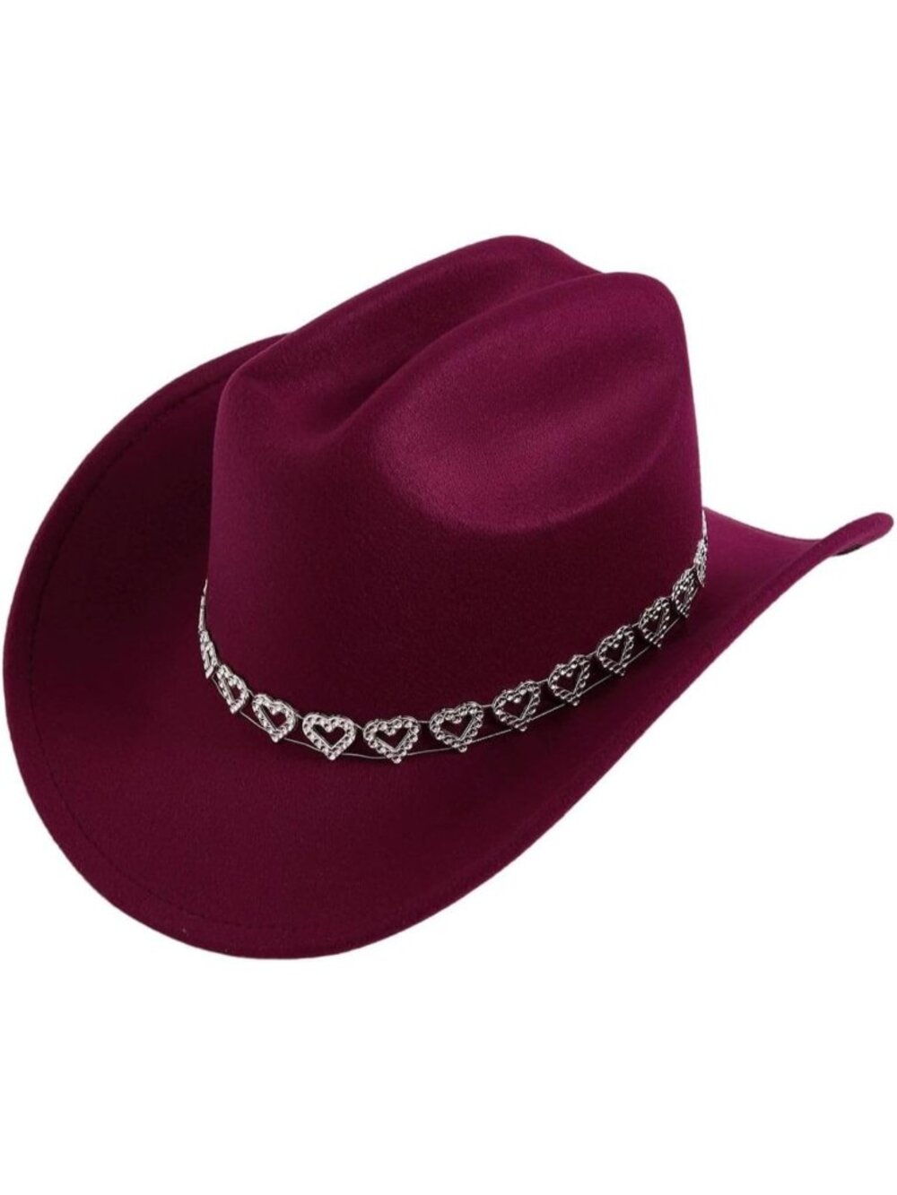 Women's Burgundy Rhinestone Wide Brim Rodeo Imported Cowgirl Western Cowboy Hat
